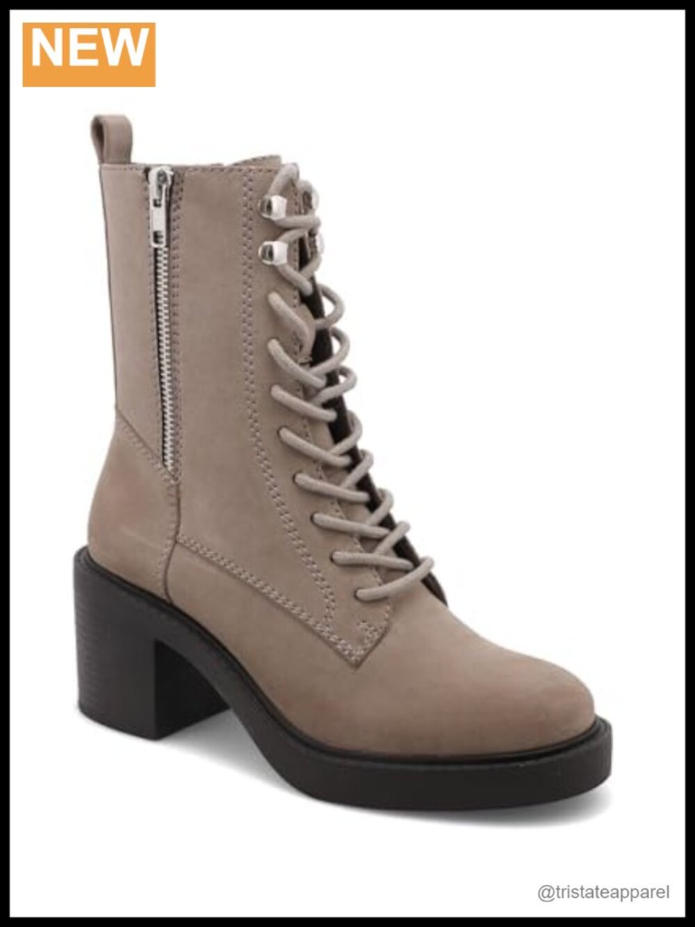 MIA Women's Gordy Ankle Boots Faux Suede Lace-Up Zip Block Heel